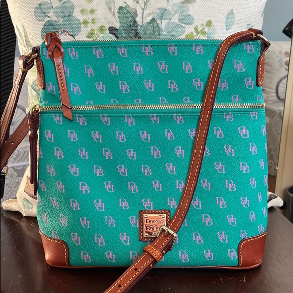 Dooney & Bourke Handbags - Dooney & Bourke Turquoise and Brown Shoulder Bag